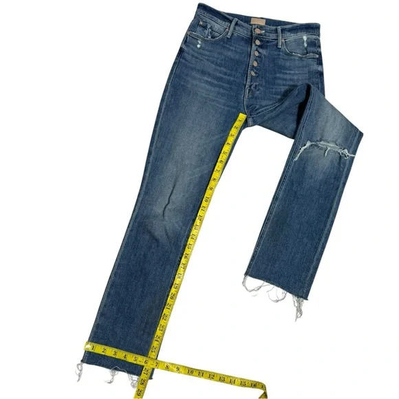 MOTHER The Pixie Dazzler Ankle Fray Straight Leg Jeans in Love Pop Size 26 CBK - Picture 4 of 12